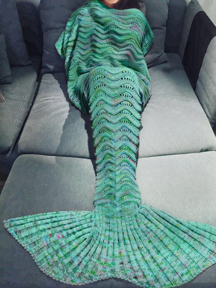 美人魚造型足膝毛毯